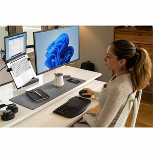 Kensington Pro Fit Ergo KM675 EQ Wireless Desktop Set - USB Type A Wireless Bluetooth/RF 2.40 GHz Keyboard - Black - USB T