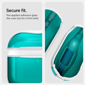 Spigen Classic C1 Charging Case Apple AirPods 4 - Bondi Blue - Polycarbonate Body - Carabiner Clip - 50.3 mm Height x 63 m