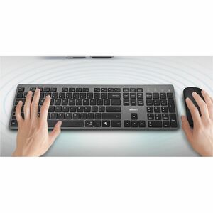 Adesso EasyTouch WKB-7300 Keyboard & Mouse - English (UK) - USB Type C Scissors Wireless RF 2.40 GHz Keyboard - 112 Key - 