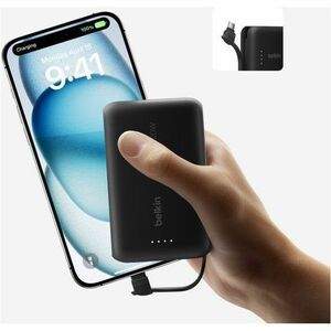 Belkin BoostCharge Power Bank 10K With Integrated Cable - For Smartphone, Tablet PC, iPad mini, iPad, iPad Pro - 10000 mAh