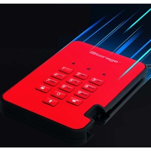 SSD Portable iStorage diskAshur2 - Externe - 512 Go - Rouge Ardent - Conforme aux normes TAA - Client Léger Appareil compa