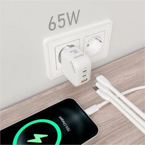 CHARGER GAN 65W 2XUSB-C PD3.0 QC4.0 1XUSB-A QC3.0 WHITE