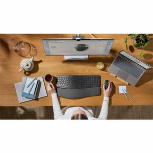 Logitech MX Ergo S Trackball - Optical - Wireless - 32.81 ft - Bluetooth - Rechargeable - Graphite - USB Type A - 2048 dpi