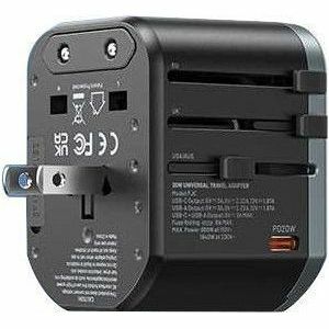 Vention FJC 1.84 kW AC Adapter - Box - Universal Adapter - 1 USB - 2 USB Type-C - 120 V AC, 230 V AC Input - 5 V DC, 9 V D