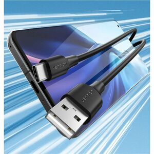 USB-A 2.0 USB-C 3A 60W CABLE 0 5M BLACK
