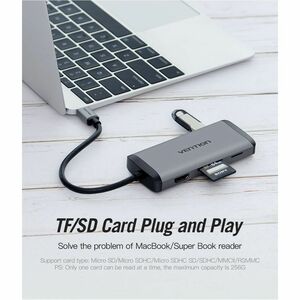 Vention CNDHB USB Type C Docking Station for TV, MacBook - Charging Capability - Memory Card Reader - SD - Portable - 4K U