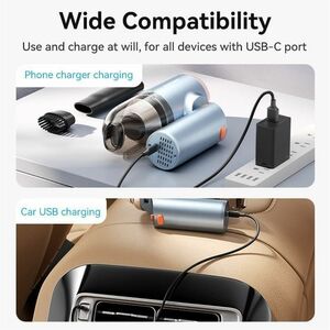 Vention KRA Cordless Portable Vacuum Cleaner - Black, Blue - 100 mL Dust Capacity - Nozzle, Upholstery Nozzle, Brush Tool 