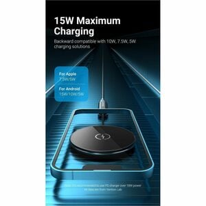 Vention FGABAG Induction Charger - Black - Box - For iPhone, Qi-enabled Device - Input connectors: USB - Heat-free Chargin
