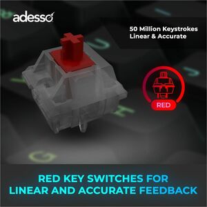 Adesso EasyTouch 1100 Keyboard - Wired/Wireless Connectivity - Bluetooth/RF - 2.40 GHz - USB Interface - RGB LED - 88 Key(