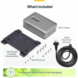 StarTech.com 4-Port Multi-Device USB-C Charger, 240W Total, Single Port 140W EPR, Screw Locking Ports, Ideal for Boardroom