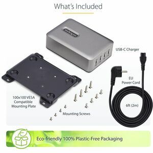 StarTech.com 4-Port Multi-Device USB-C Charger, 240W Total, Single Port 140W EPR, Screw Locking Ports, Ideal for Boardroom