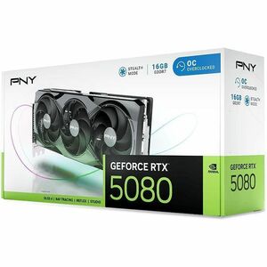 PNY NVIDIA GeForce RTX 5080 Grafikkarte - 16 GB GDDR7 - Gesamthöhe - 7680 x 4320 - 2,30 GHz Core - 2,73 GHz Boost-Taktfreq