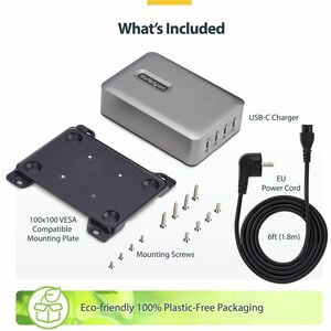 StarTech.com 4-Port USB-C Ladegerät, 140W EPR je Port(Max. 240W), USB C GaN Netzteil mit Schraubsicherung, USBC PD 3.1 Lap