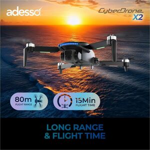 Adesso Drone with 1080P FVP Camera and Remote Controller - 14+ Age - 2.40 GHz - 0.25 Hour Run Time - 262.47 ft Operating R