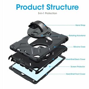 Funda rígida con soporte para iPad® de 10.2" (8ª y 9ª Gen) - Amortiguador, Resistente a Golpes, Resistente a Caídas, Resis