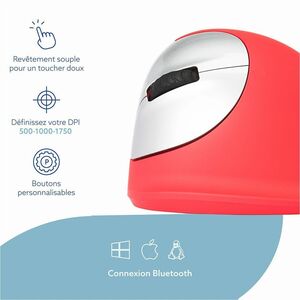 R-Go HE Sport Vertical mouse Maus - Bluetooth - USB Typ-A - Optisch - 5 Taste(n) - Rot - Kabellos - 10 m - 2,40 GHz - wied