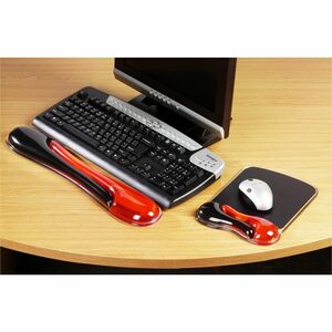 Kensington Duo Gel Wave Keyboard Wrist Rest - 479.4 mm Width x 88.9 mm Depth - Red, Black - Gel - Slip Resistant - 1 Each