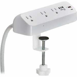 Tripp Lite series Protect It! TLP308U20CLAMP 3-Outlets Surge Suppressor/Protector - White - NEMA 5-15P - 3 x NEMA 5-15R, 1
