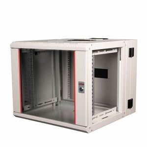 Roline 9U Wall Mountable Enclosed Cabinet Rack Cabinet for Networking450 mm Rack Depth - Light Grey - Glass, Steel, Sheet 