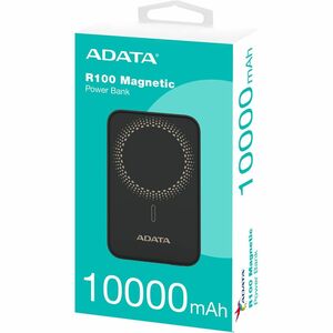Cargador portátil Adata R100 - Negro - Para iPhone, Smartphone - Litio Polímero (Li-Polímero) - 10000mAh - 20W - 3A, 2.22A