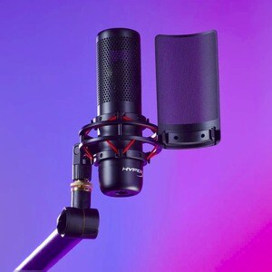 HyperX Condenser Microphone - Black - Cardioid - Shock Mount, Boom Mountable, Stand Mountable - 3-Pin XLR