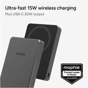 Mophie powerstation Power Bank - Black - For MagSafe-enabled Device, Smartphone, Qi2-enabled Device - 10000 mAh - 20 W - U