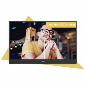 AOC 16T20 15.6in 60Hz FHD IPS Portable Monitor 1920x1080 16:9 5ms 50m:1 Samrt Contrast 230 Nits Mini HDMI/USB-C HDR SPK Tilt
