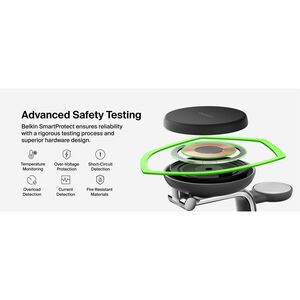 Belkin UltraCharge Pro Induction Charger - Charcoal - For Qi2-enabled Device, AirPod, Smartwatch, Smartphone, iPhone - 30 