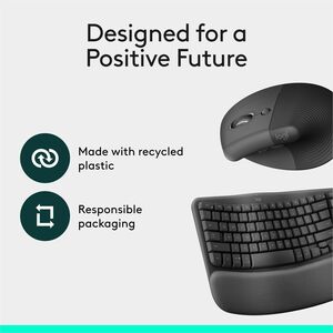 Logitech Wave Keys & Lift Vertical Mouse - Ergonomic Wireless Keyboard and Mouse Combo - with Cushioned Palm Rest (Graphit
