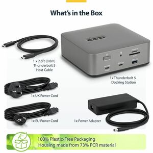 StarTech.com Thunderbolt 5, Thunderbolt 4, USB4 Docking Station for Desktop PC, Notebook, Mobile Device - Charging Capabil