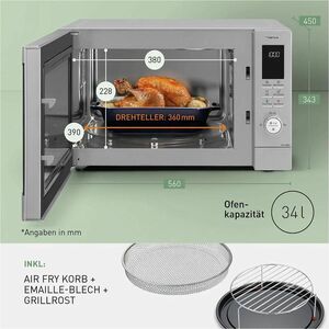 Panasonic NN-CD88QSEPG Microwave Oven - Stainless Steel - 34 L Capacity - Microwave, Baking, Convection, Frying - 7 Power 