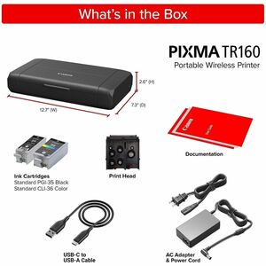 Canon PIXMA TR160 Portable Wired/Wireless Inkjet Printer - Colour - 4800 x 1200 dpi Print - 50 Sheets Input - Wireless LAN