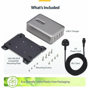 StarTech.com 424DUK-USB-C-CHARGER 240 W AC Adapter - 1 Pack - 4 USB Type-C - For MacBook Pro, iPad Pro, iPhone - 120 V AC,