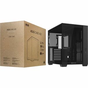 ASUS A32 Black ATX dual-chamber case with panoramic design supporting up to 420mm graphics cards in length 360mm radiators