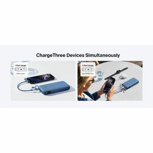 Belkin BoostCharge Power Bank - Blue - For Smartphone, iPhone, iPad mini, iPad Pro - 20000 mAh - 20 W - USB Type-C Connect