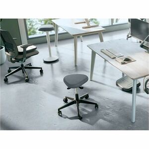 ACCO Ergo Active Wobble Stool - Adjustable Seat - Dual Density Foam (DDF), Fabric Seat - 5-star Base - Black