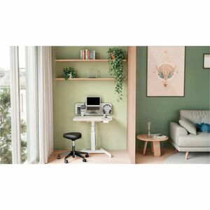 ACCO Utility Stool - Adjustable Seat - Dual Density Foam (DDF), Artificial Leather Seat - 5-star Base - Black