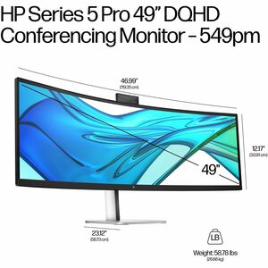 HP 549pm 49" Class Webcam Dual Quad HD (DQHD) Curved Screen LED Monitor - 32:9 - Black - 124.5 cm (49") Viewable - Vertica