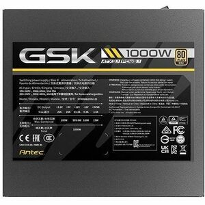 Système d'alimentation Antec GSK1000 ATX3.1 Modulaire - 1 kW - Interne - 120 V AC, 230 V AC Entrée - 3.3 V DC, 5 V DC, 12 