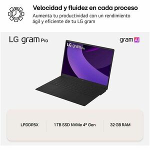LG gram Pro 16Z90TR-E 16Z90TR-E.AD88B 40.6 cm (16") Notebook - WQXGA - 144 Hz - Intel Core Ultra 7 255H - 32 GB - 1 TB SSD