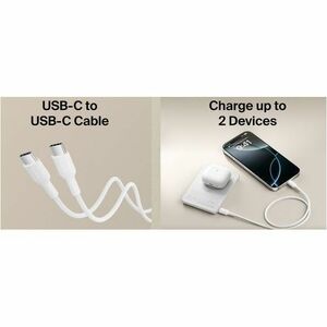 Belkin BoostCharge Stromspeicher - Weiß - für Ohrhörer, iPhone, Smartphone, Qi-fähiges Gerät, USB Typ C Gerät, Kabellose O
