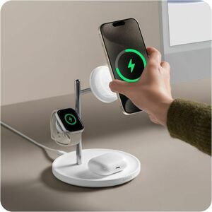 Caricatore a induzione ANKER MagGo A25M3 - Bianco, Argento - Per Dispositivo abilitato Qi2, iPhone, Smartwatch, AirPod, Ea