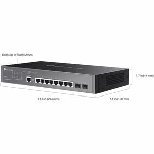 Omada JetStream TL-SG3210 8 Ports Manageable Ethernet Switch - Gigabit Ethernet - 10/100/1000Base-T, 1000Base-X - 2 Layer 