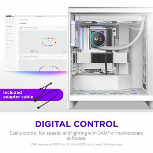 NZXT RF-U36PN-W1 Cooling Fan - PC, Radiator, Heatsink - 2 x Fan(s) - 176.70m³/h Maximum Airflow - 3100 rpm - Magnetic Levi