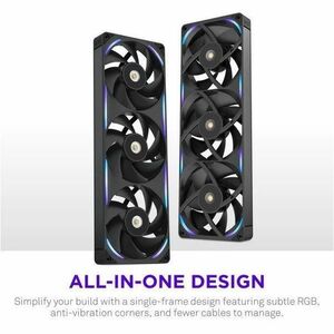 NZXT RF-U36PN-B1 Cooling Fan - PC, Radiator, Heatsink - 2 x Fan(s) - 176.70m³/h Maximum Airflow - 3100 rpm - Magnetic Levi