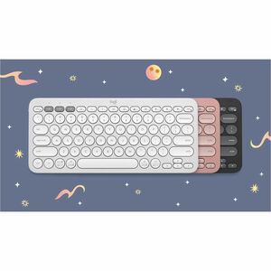 Logitech Pebble Keys 2 K380s 键盘 - 袖珍的 - 无线 连接 - USB 接口 - 英文（美国） - QWERTY 布局 - Bluetooth/RF - 10 m - 2.40 GHz - 台式机, 搜索, 后面