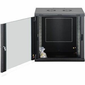 Digitus Dynamic-N 12U Wall Mountable Enclosed Cabinet Rack Cabinet for Networking, Server - Black - Steel, Glass, Sheet St