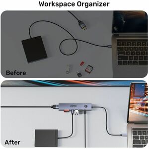 uHUB S7 Pro 7-in-1 5Gbps USB-C Hub with Screen On/Off button Supports 4K60Hz PD 100W SD/microSD card reader