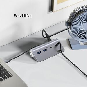 Unitek uHUB H1337A USB Hub - USB Type C - 640 MB/s - Desktop, Notebook, Flash Drive, Printer - Space Gray - 4 Total USB Po