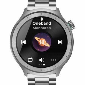 Motorola Mobility moto watch Smart Watch - Round Case Shape - Matte Silver Body Color - PANTONE Herbal Garden Band Color -